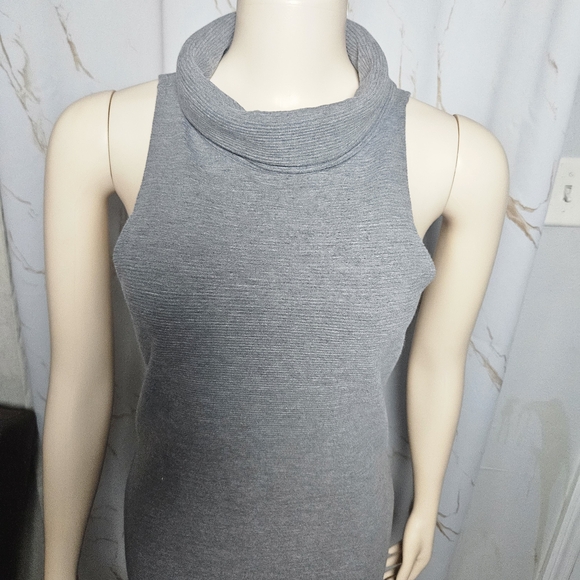 Gray Sleeveless Cowl Neck Dress - Picture 3 of 9